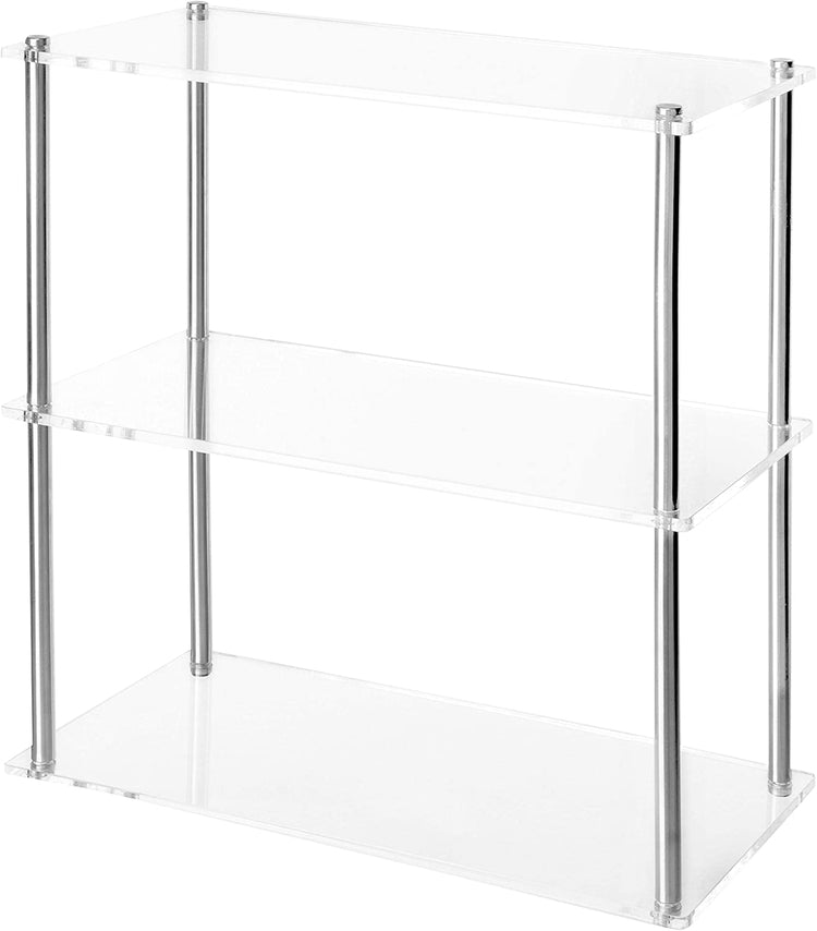 3-Tier Clear Acrylic & Stainless Steel Tabletop Display Shelf-MyGift