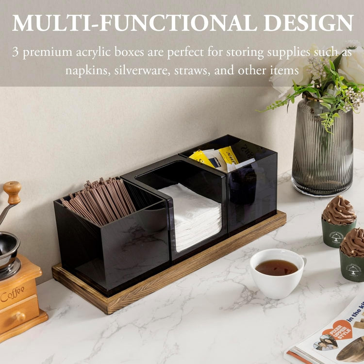 Modular Coffee and Tea Station Organizer with 3 Removable Black Acryli –  MyGift