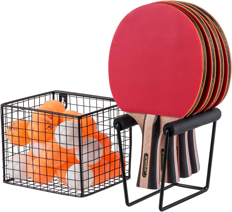 Tennis Racket Rack Metal Wall Mounted Black Metal Table Tennis Racket and Ball Storage, Hanging ...