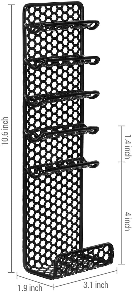 Black Metal Wall Mounted Dry Erase Marker and Whiteboard Eraser Holders, Honeycomb Hexagonal Perforated Design-MyGift