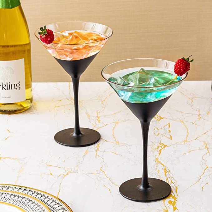 Cocktail Party Drinkware Stemmed Drinking Glass, Modern Martini Glasses, Set of 4-MyGift