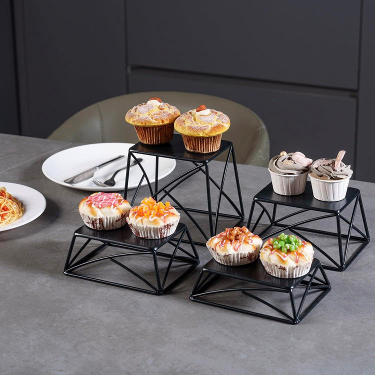 Black Metal Tabletop Cupcake Risers, Dessert Serving Stands, 4 Piece Set-MyGift