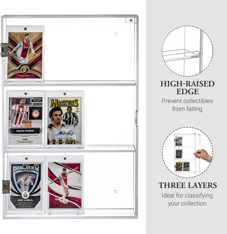 Clear Acrylic Wall Mounted Collectors Trading Card Display Case, Hanging Transparent Cabinet Shelf for Memorabilia-MyGift