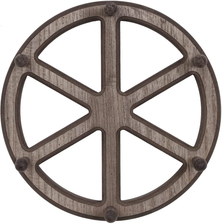Wall Mounted Mug Holder, Ship Wheel Shaped Hanging Cup Storage Rack, Holds 6 Coffee Mugs-MyGift
