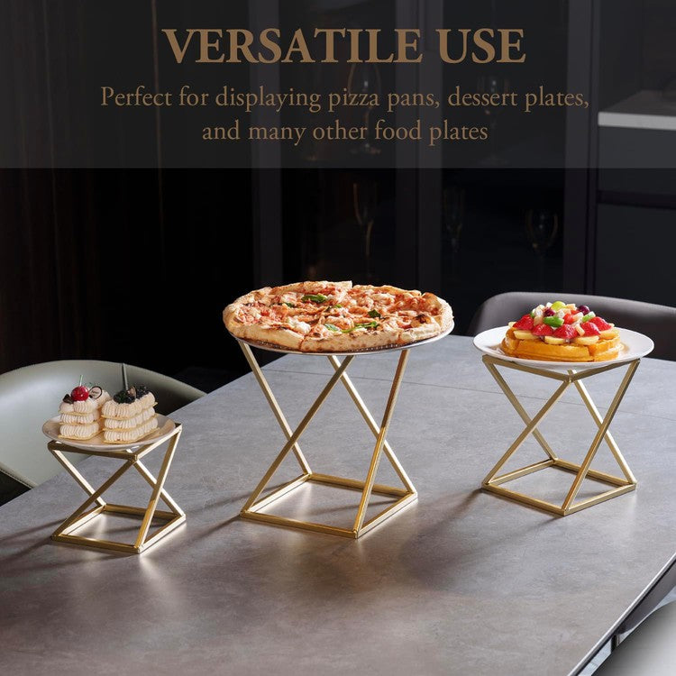 Brass Metal Pizza Pedestal Racks, Dessert Serving Risers for Cupcakes ...