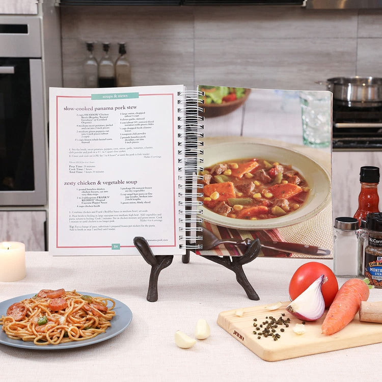 Flower and Branch Design Cast Iron Kitchen Cookbook Stand, Recipe Holder-MyGift