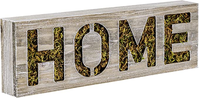 Wall Mounted Letter Cutout Table Decoration for Living Room, Rustic Brown Whitewashed Wood Home Letter Sign-MyGift