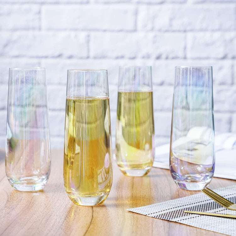 10 oz Brass-Plated Sparkling Wine Glass Modern Stemless Champagne