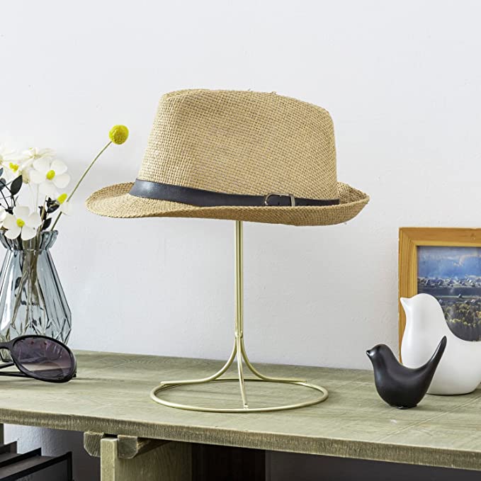 Modern Gold Wire Metal Tabletop Hat Display Stands Holders with 6.5 inch Dome, Set of 2-MyGift