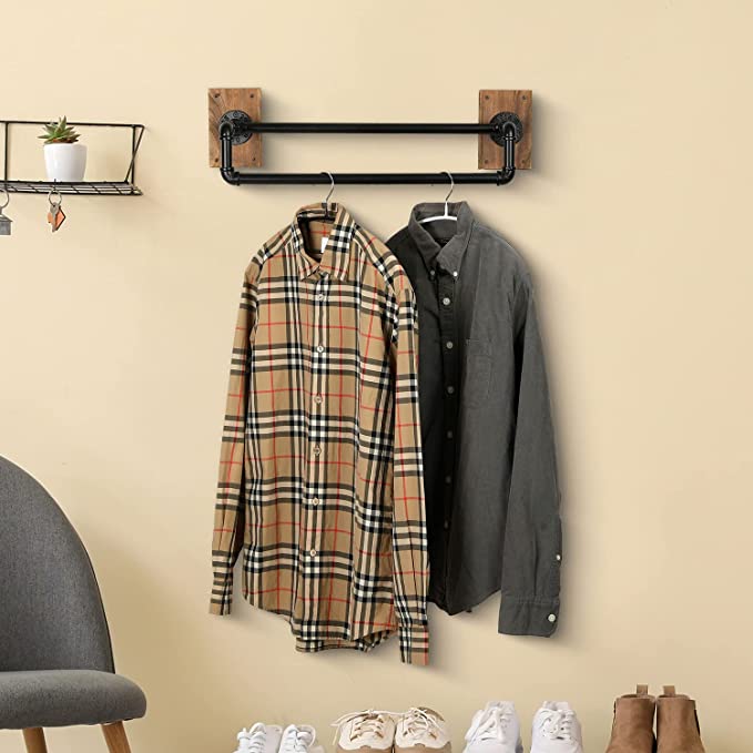 Industrial Pipe Towel Bar 24 inch Towel Rack Towel Holder, Wall Mounted Double Bar Towel Rack-MyGift