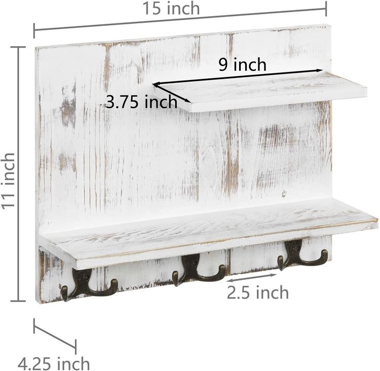 Minimalist Stick-on Storage Shelf With 6 Hooks Included
