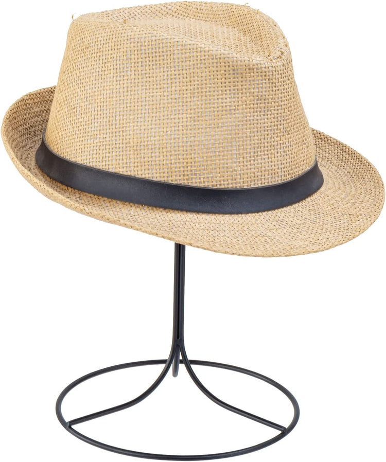 11 Inch Black Wire Metal Hat Display Stand, Freestanding Single Hat Rack with 6.5 inch Dome for Caps, Wigs and Headwear-MyGift