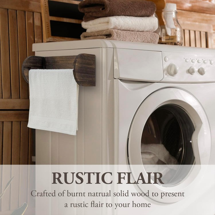 Wood Paper Towel Holder Rack, Kitchen Towels Dispenser for Side of Refrigerator, Washer, Dryer-MyGift