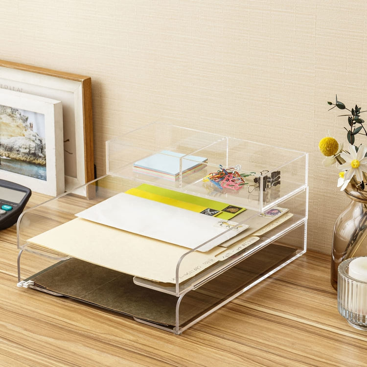 Acrylic Stacking Document Holder, Desktop File Folder Storage, Set of 2-MyGift