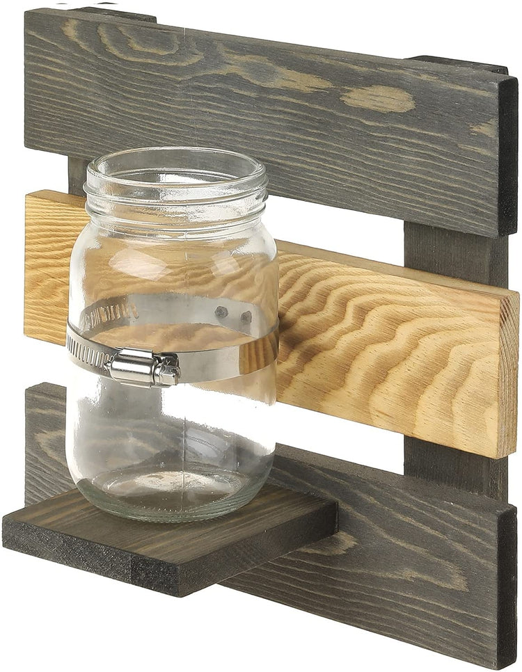 Wall Mounted Mason Jar Decorative Vase with Mixed Color Two Toned Gray