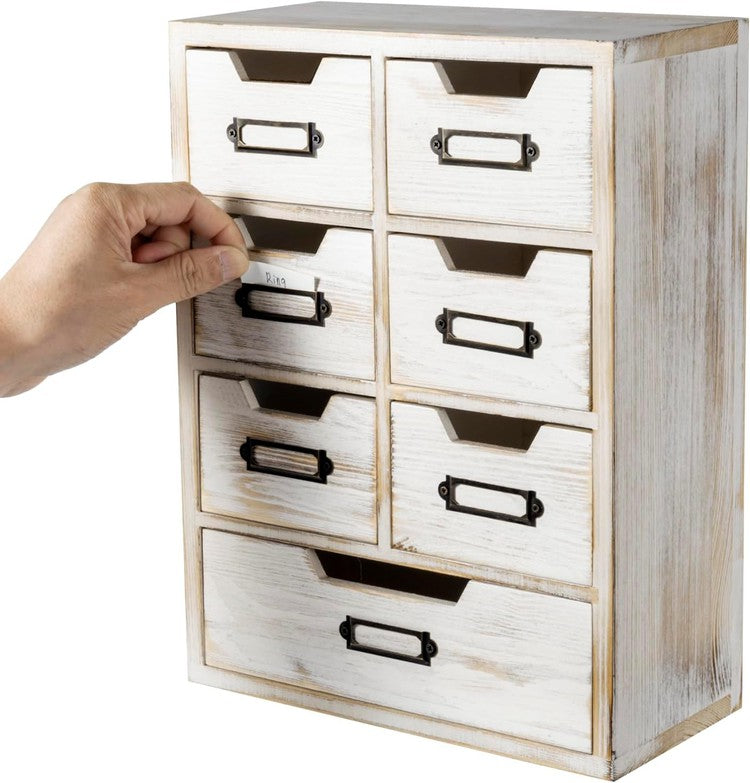 White Wood Office Desktop Drawers, Flow Table Storage for Desk-MyGift