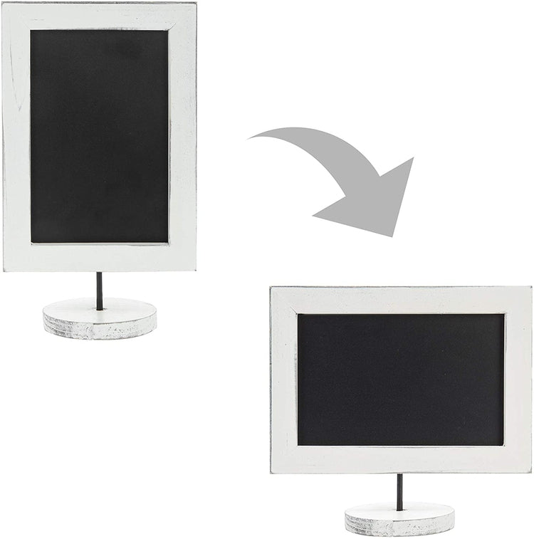 12-Inch Tabletop White Wood Vertical or Horizontal Framed Chalkboard Sign-MyGift