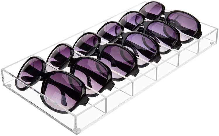 6 Slot Premium Grade Clear Acrylic Sunglasses, Eye Glasses Storage Organizer Display Case-MyGift