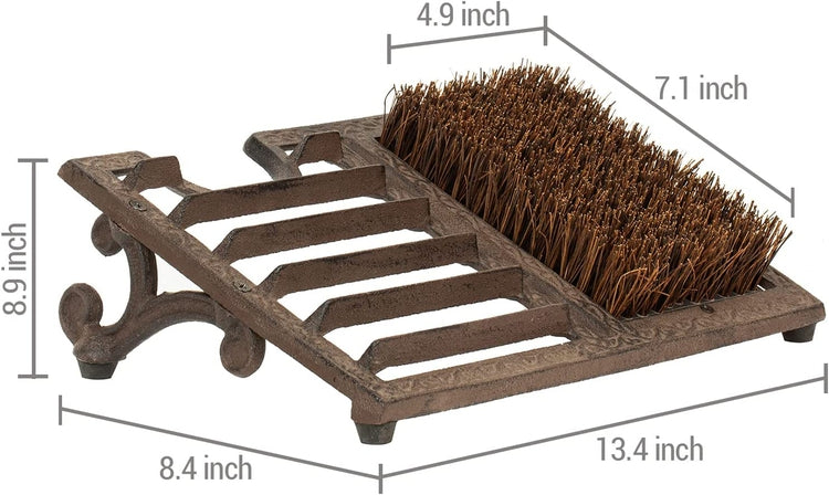 Heavy Duty Cast Iron Angled Shoe Scrubber for Porch, Outdoor Shoe Cleaning Brush Scraper and Boot Puller-MyGift