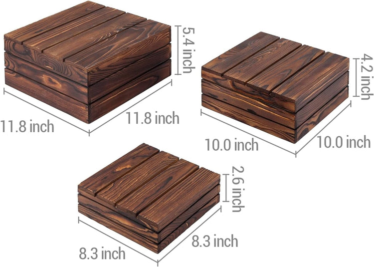 Dark Brown Wood Stackable Display Box Riser Stands, Decorative Storage ...