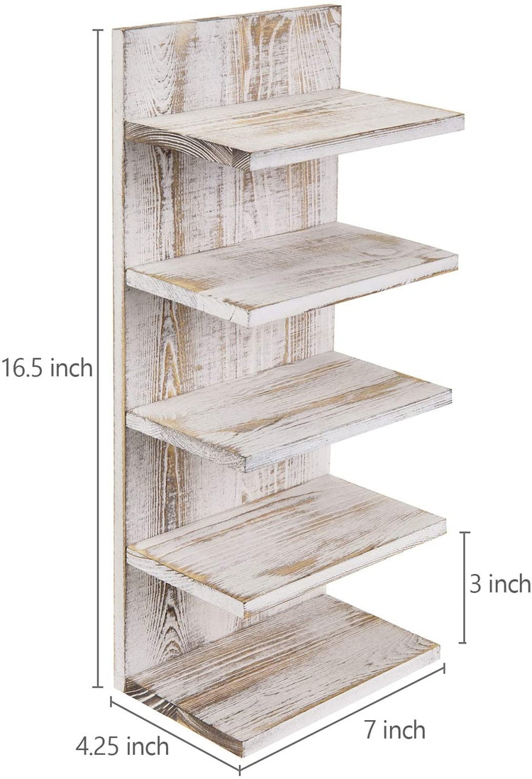 Whitewashed Wood Wall Mounted Sunglasses Holder, Retail Eyewear Display Shelf-MyGift