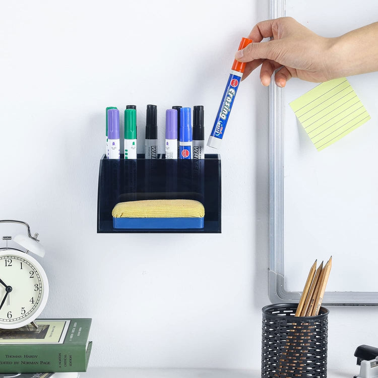 Clear Acrylic All-in-One Whiteboard Marker Holder Wall Rack with