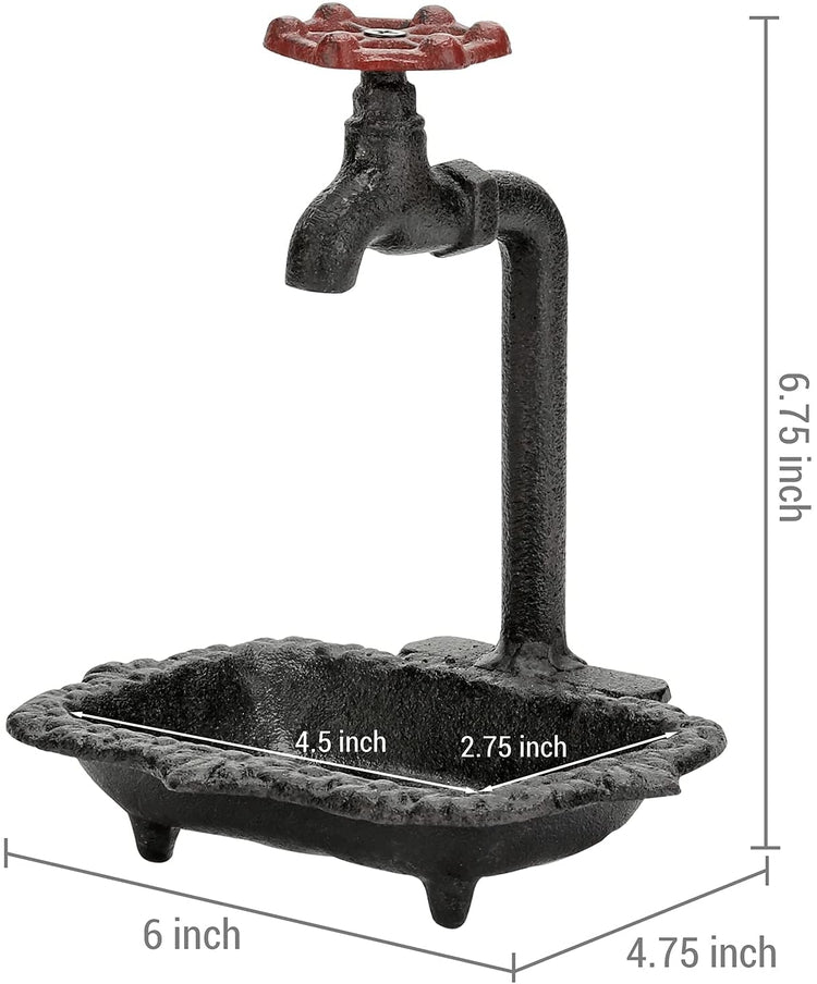 Water Spigot Faucet Cast Iron Countertop Soap Dish Tray Holder-MyGift