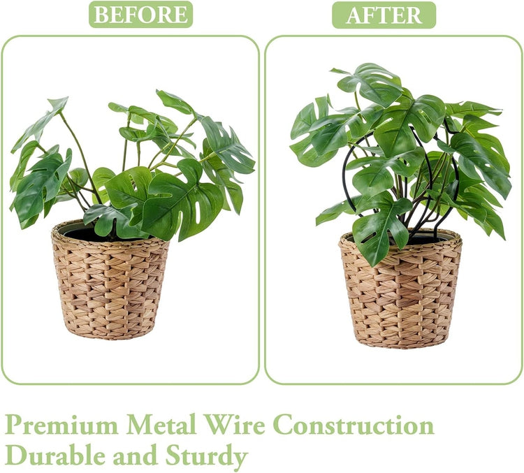 Matte Black Metal Wire Trellis in Cactus Shape Silhouette for Stem Support in Potted Plants and Planter Boxes-MyGift