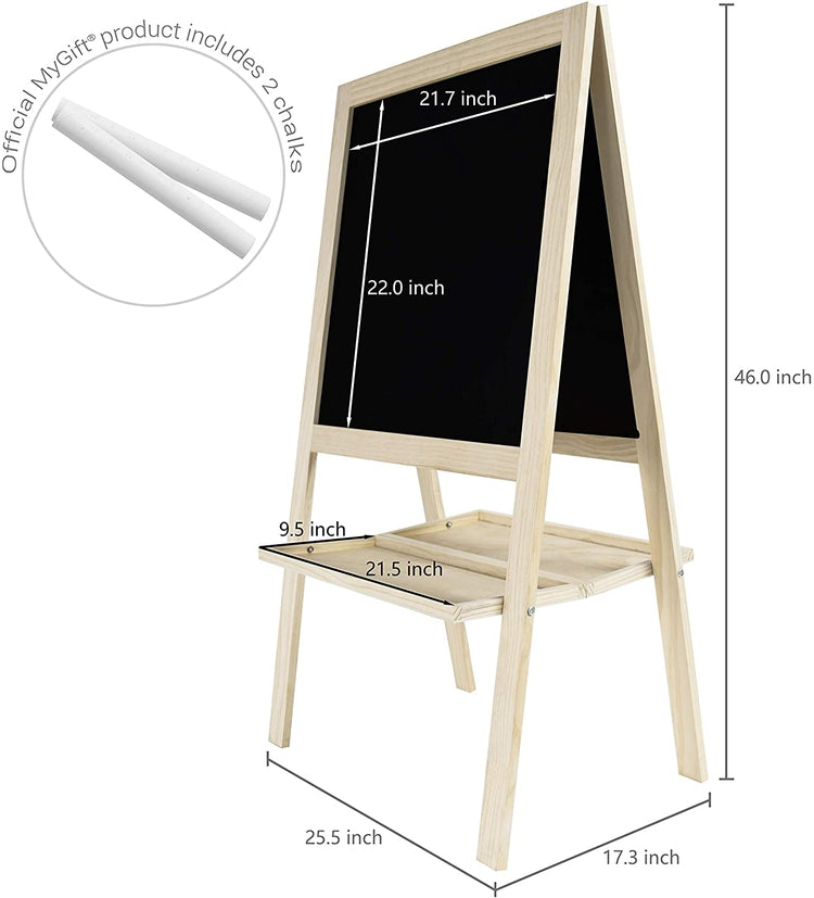 Beige, DoubleSided Chalkboard & Whiteboard Combo Children's Freestand