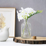 Set of 6, Vintage Embossed Fleur De Lis Glass Bottles with Cork Lid, Apothecary Clear Flower Vases-MyGift