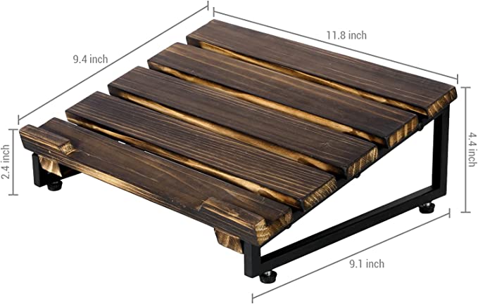 Portable Laptop Stand, Burnt Solid Wood and Matte Black Metal Angled Laptop Riser Cooling Stand-MyGift