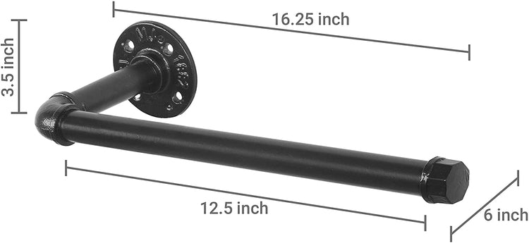 Set of 2, Industrial Black Metal Wall-Mounted Paper Towel Holder-MyGift