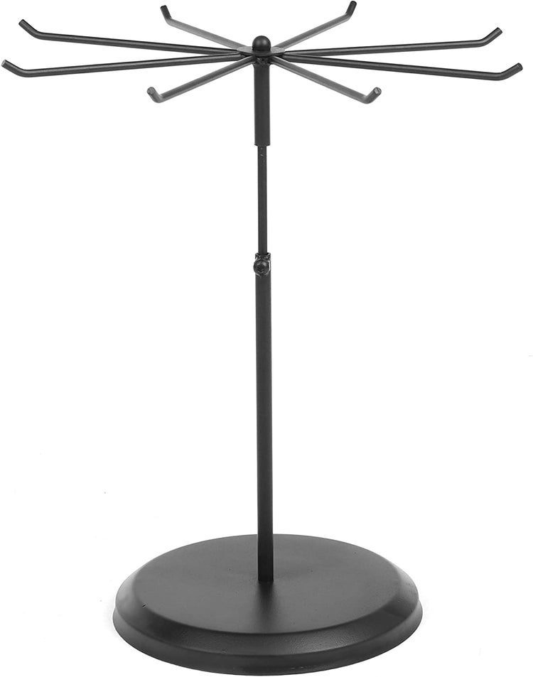 8 Hook Black Metal Jewelry Display Stand, Adjustable Height Rotating Necklace Organizer-MyGift