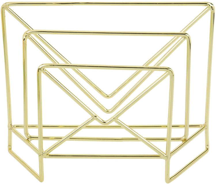 Brass Tone Metal Desktop Envelope Design Letter Sorter Organizer-MyGift