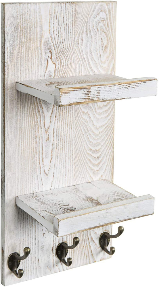 MyGift Shabby Chic Whitewashed Wood Wall-Mounted Paper Towel Holder For Bathroom Or Kitchen
