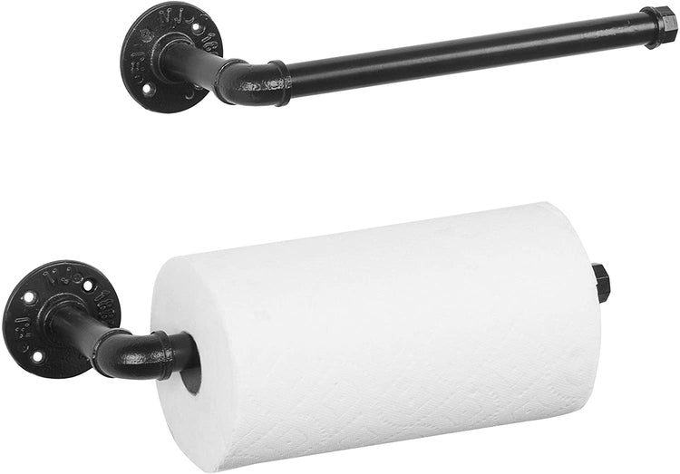 Set of 2, Industrial Black Metal Wall-Mounted Paper Towel Holder-MyGift