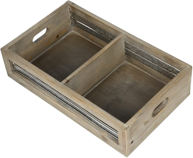Brown Wood and Galvanized Metal Retro VHS Holder Video Tape Storage Organizer Decorative Crate-MyGift