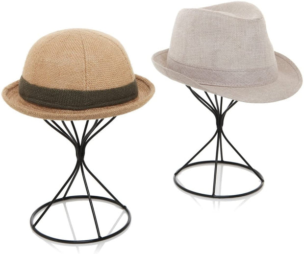 Set of 2, Black Wire Metal Hat and Cap Display Racks, Decorative Wig H ...