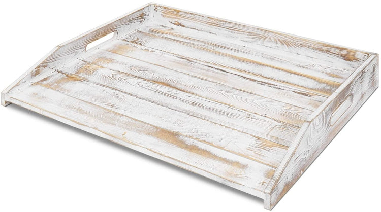 Whitewashed Wood Large Stove Top Cover and Countertop Tray, Noodle