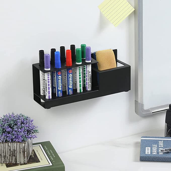 Black Acrylic Wall Mounted Dry Erase Whiteboard Marker Holder Organizer, Modern Dry Erase Marker Holder-MyGift
