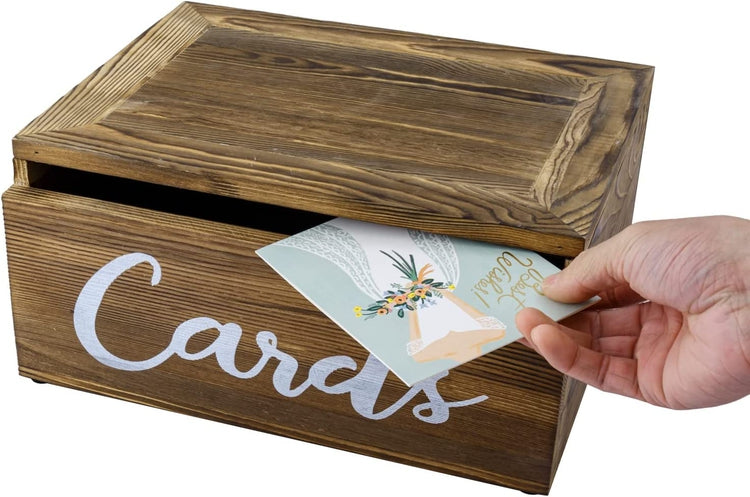 Wedding Card Box, Wood Reception Gift Card, Wall Mountable Thank You Cards Holder with Hinged Lid-MyGift