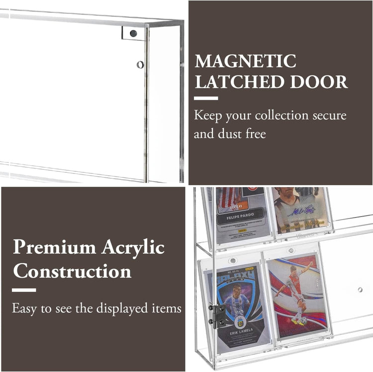 Clear Acrylic Wall Mounted Collectors Trading Card Display Case, Hanging Transparent Cabinet Shelf for Memorabilia-MyGift