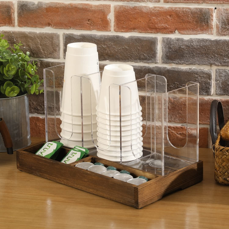 Turntable Paper Coffee Cup Organizer Multi Function Stand Cup and Lid  Holder Restaurant Countertop Living Room White