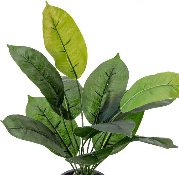 Tall Artificial Monstera and Banana Leaf Plant in Gray Concrete Planter Pots, Tabletop Faux Greenery Potted Indoor Plant-MyGift