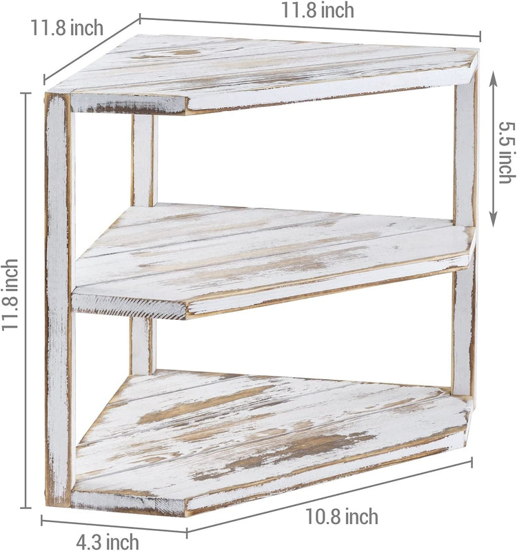 Tiered Weathered Gray Wood Kitchen Countertop Corner Organizer Shelf-MyGift