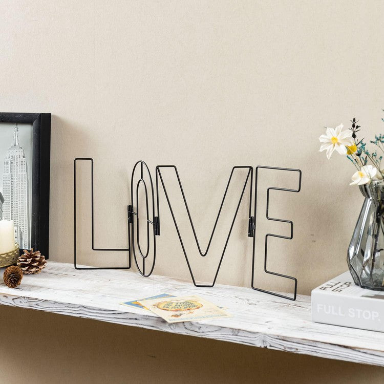 LOVE Modern Black Wire Sign, Tabletop Folding Love Letter Word Home Décor-MyGift