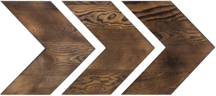 Set of 3 Decorative Wall-Mounted Rustic Dark Brown Wood Chevrons-MyGift