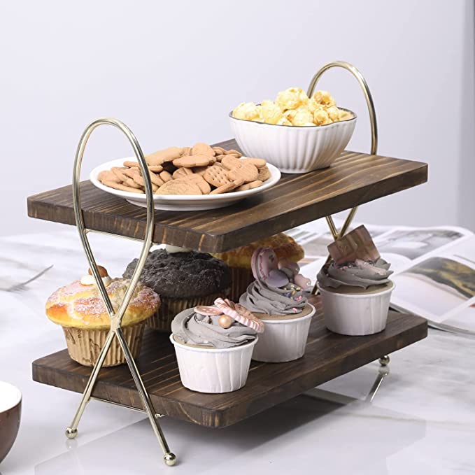 Dessert and Appetizer Serving Riser Display, 2 Tier Cupcake Holder Stand-MyGift