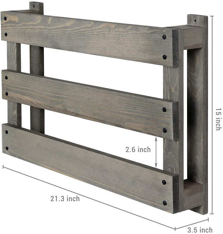 Set of 2, Gray Wood Wall Mounted Slat Design Shoe Storage Rack, Entryway Footwear Organizer Holder-MyGift