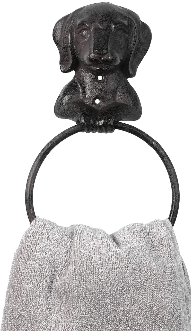 Dog Design Cast Iron Wall Mounted Bathroom Hand Towel Ring Set of